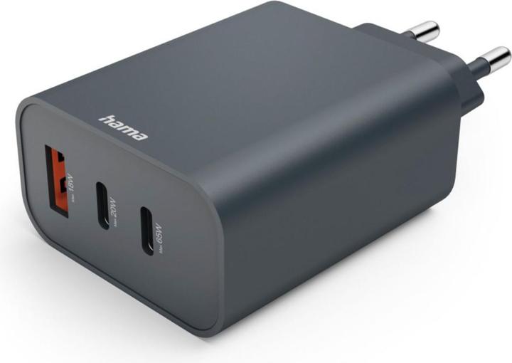 Produktbild Hama Schnellladegerät, 2x USB-C, USB-A, PD, 65W, Anthrazit (65 W)