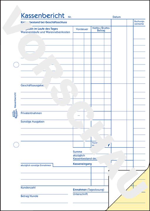 Actual product image Avery Cash report (40 x)