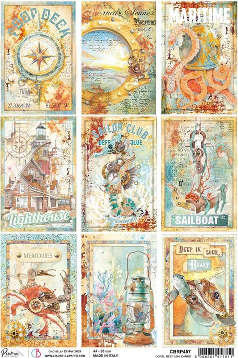 Image du produit Ciao Bella Soie de paille à motifs "Coral Reef - Mini Cards", DIN A4 (28 g/m²)
