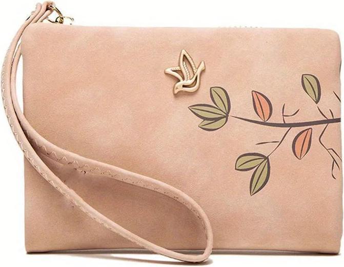 Produktbild Only-Bags.Store Stilvolle kurze Brieftasche mit Handschlaufe - Kartenhalter mit Blumenmuster in Beige, kompakte