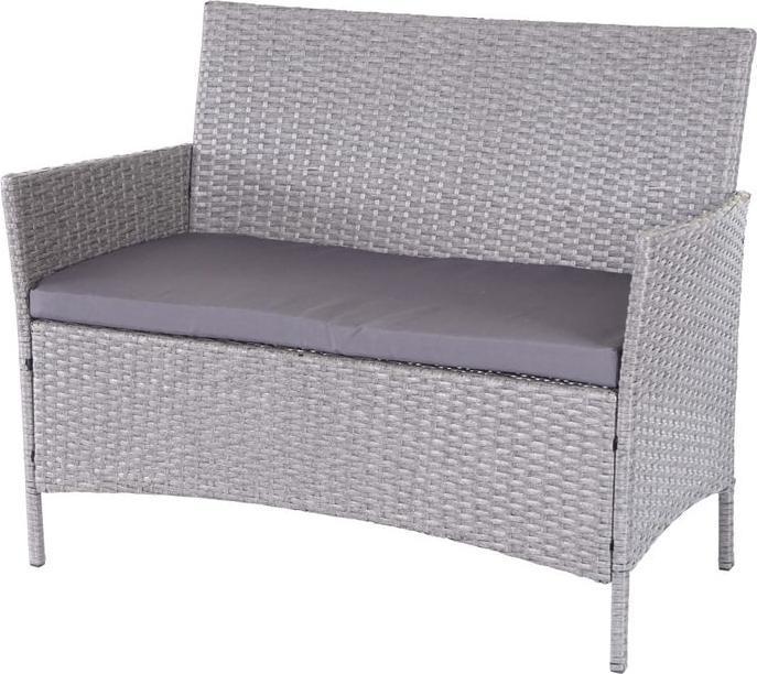 Produktbild Mendler Poly-Rattan Gartenbank Halden, Sitzbank Bank - grau, Kissen anthrazit
