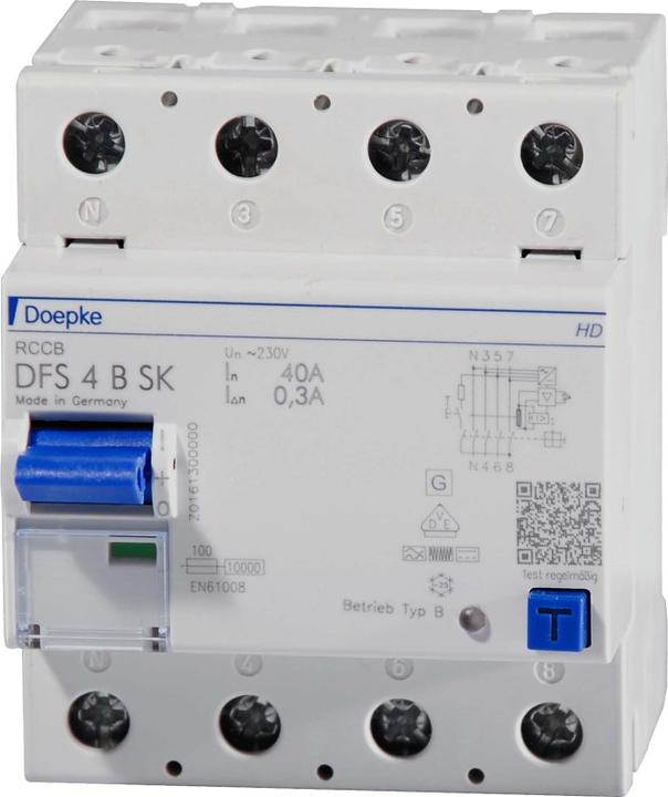 Immagine prodotto Doepke 09136998HD Interruttore differenziale 4 poli 40 A 0,3 A 230 V, 400 V (09136998HD)