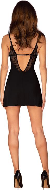 Productafbeelding Obsessive Bellastia Chemise met String - Zwart (L, XL)