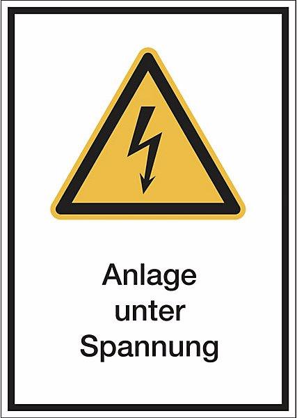 Produktbild Marahrens Kombischilder mit Text, 210x297mm, Kunst., VE 10 Stk, Anlage unter Spannung