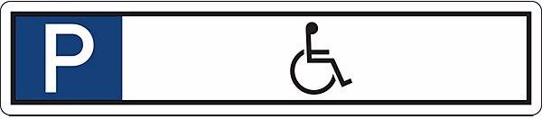 Produktbild Marahrens Parkplatzkennzeichen, Aluminium, LxH 520x110 mm, P / Rollstuhlfahrer-Symbol