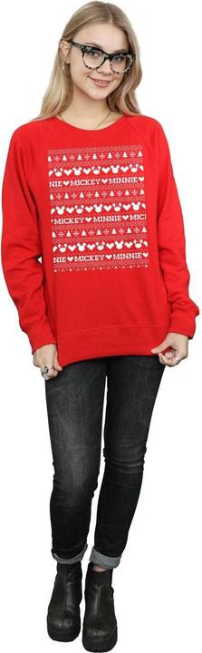Actual product image Disney Womens/Ladies Mickey And Minnie Christmas Fair Isle Sweatshirt (M)