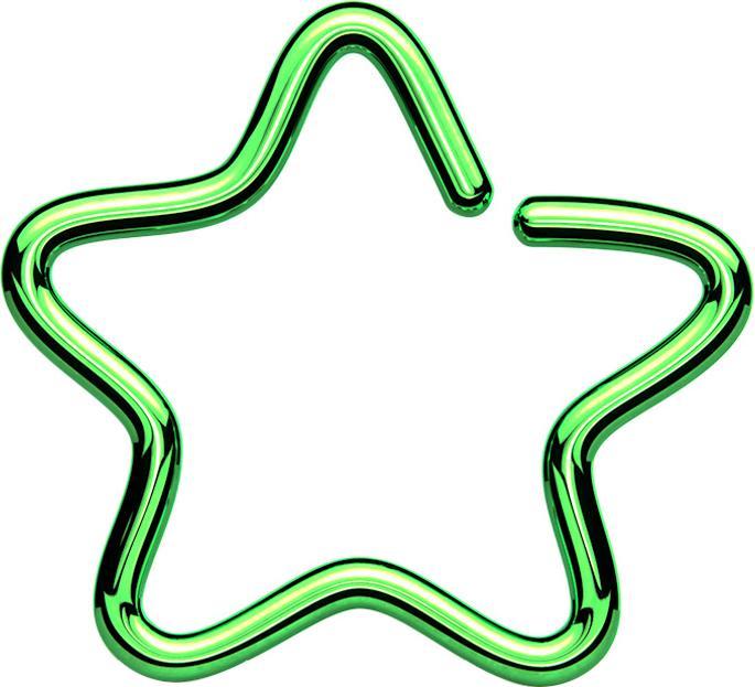 Produktbild Star Piercing Micro Piercing Ring Stern grün mit Titanium Schicht (Chirurgenstahl 316L, ohne Messing)