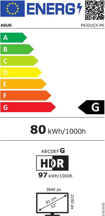 Energie-Label ASUS ProArt PA32UCX-K (3840 x 2160 Pixel, 32")