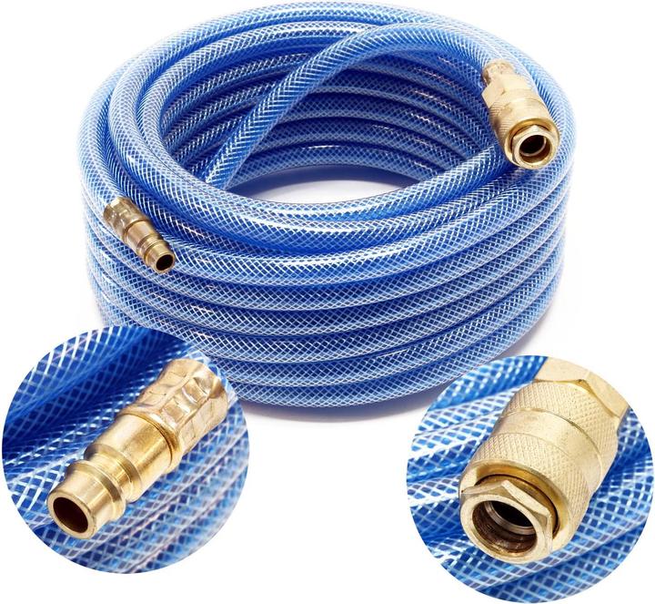 Image du produit Wiltec Tuyau d’air comprimé PVC 10m Compresseur Flexible pneumatique Gaine en tissu Raccord rapide