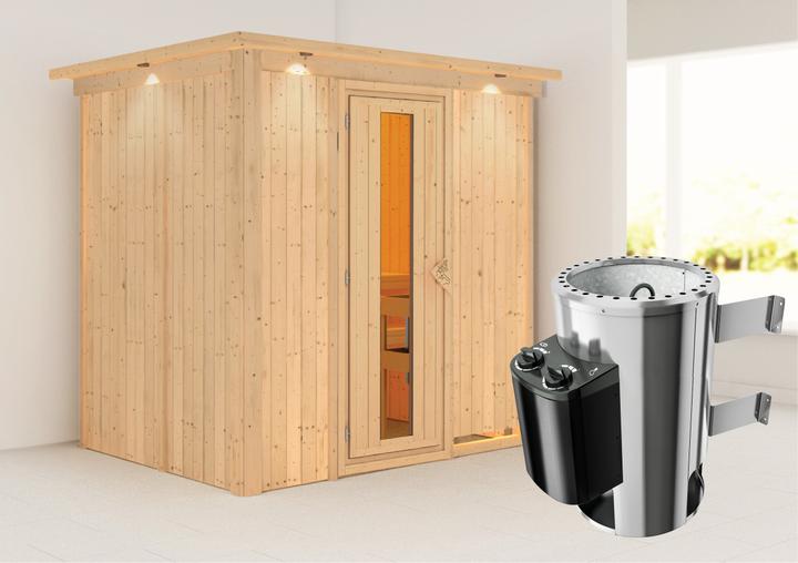 Produktbild Karibu Sauna Benin Fronteinstieg, Kranz (Plug & Play 3,6 KW interne Steuerung)