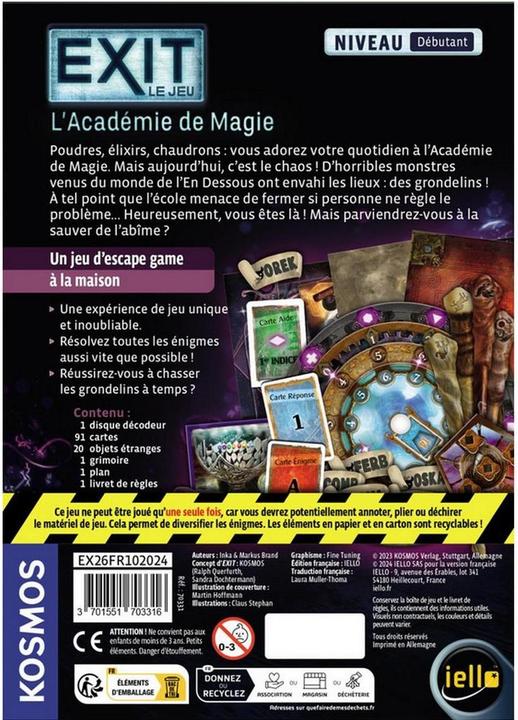Produktbild Iello EXIT L'AcadÃ©mie de Magie 10+/1-4 Date de sortie 8.11.2024 (Französisch)