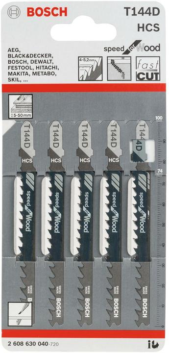 Actual product image Bosch Professional Zubehör Jigsaw blade T 144 D Speed for Wood, pack of 5