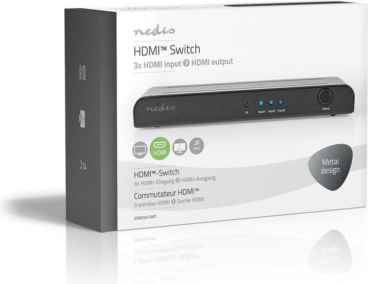 Image du produit Nedis N VSWI3473AT - Commutateur HDMI 3 -> 14K2K à 60 ips/HDCP2.2