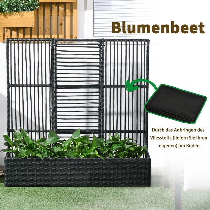 Immagine prodotto Swisshandel24 Letto rialzato in polyrattan con traliccio, fioriera, fioriera, aiuola, nero, 103x103x29cm