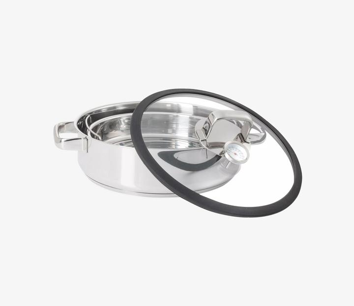 Produktbild WMF Kochtopf Dampfgarer rund 28cm Glasdeckel Silikonrand Vitalis Edelstahl (EU-Stecker)