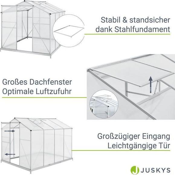 Produktbild Juskys Gewächshaus mit Dachfenster und Fundament