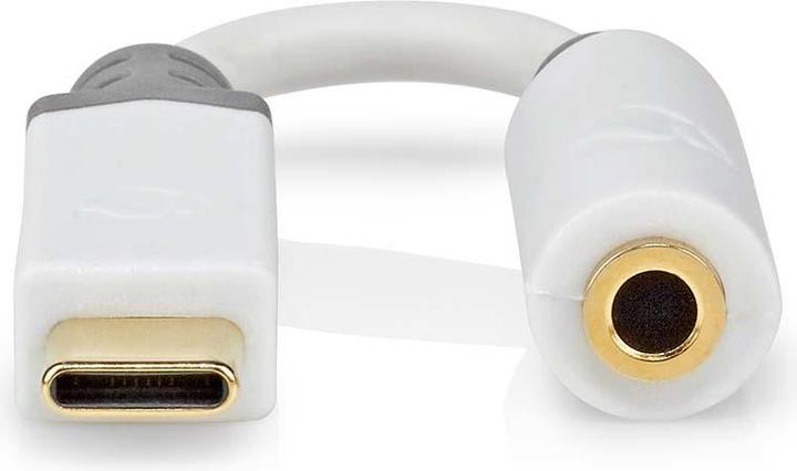 Actual product image Nedis CCBW65950WT01 USB Adapter USB 2.0 USB-C™ Male 3.5 mm Female 0.1 m Round Gold-plated PVC White