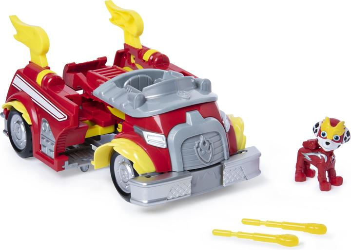 Actual product image Spin Master PAW Patrol Mighty Pups Super Paws - Marshall's Transformable Powered Up Vehicle with Figure