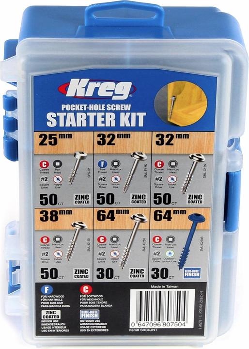 Kreg Assortimento di viti per fori a tasca (260 Viti per pezzo)