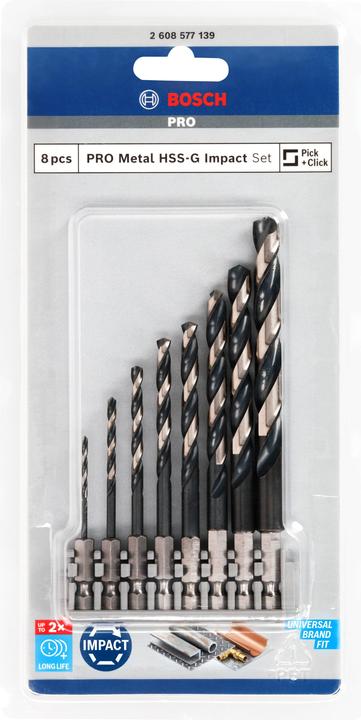 Produktbild Bosch Professional Zubehör PRO Metal HSS-G Impact Spiralbohrer-Set, 8-tlg. (2 mm, 3 mm, 4 mm, 5 mm, 6 mm, 7 mm, 8 mm, 10 mm)