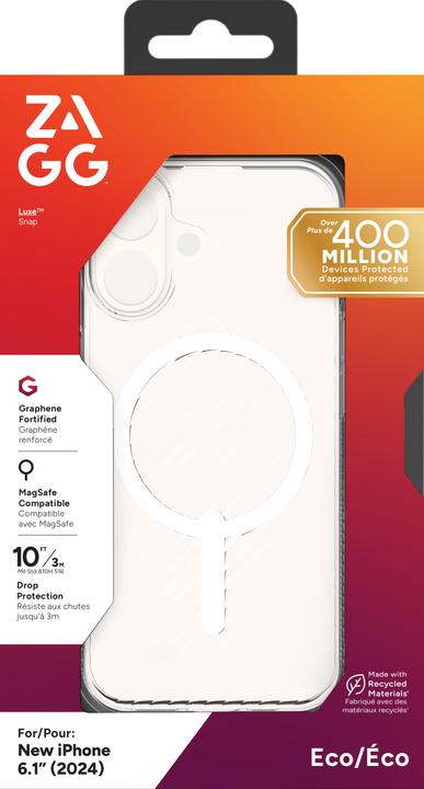 Actual product image Zagg Cases Luxe Snap Apple iPhone 16 Clear (Apple iPhone 16)