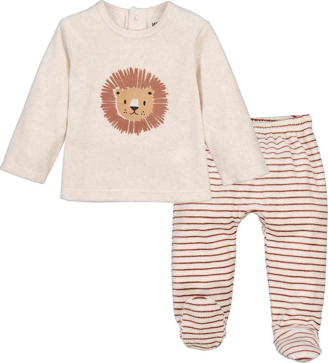 La Redoute Collections Samt-Pyjama Löwe und Streifen