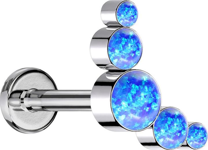 Produktbild Star Piercing Micro Labret Innengewinde silber fünf Opale blau (ohne Messing, Titan G23)