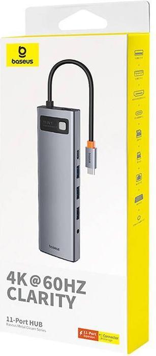 Produktbild Baseus Hub 11in1 StarJoy Metal Glam Series, USB-C to HDMI +VGA + 3 x USB 3.0 + USB 2.0+USB-C PD + RJ (USB-C, 11 Ports)