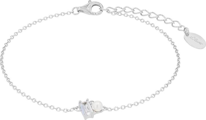 Produktbild S.Oliver Armschmuck für Damen, 925 Sterling Silber, Zirkonia synth., Muschelkernperle (20 cm, Silber 925)