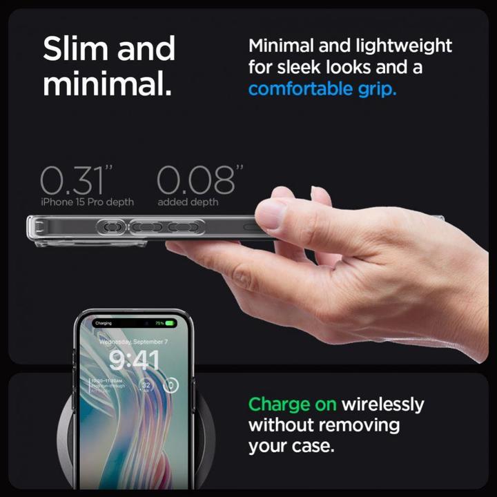Produktbild Spigen Ultra Hybrid-Hülle für iPhone 15 Pro – transparentes Grau (Apple iPhone 15 Pro)