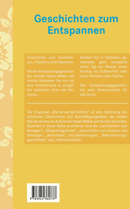 Actual product image Geschichten zum Entspannen. Kurze Erzählungen für Senioren. Auch mit Demenz. Ratgeber (German, Natali Mallek, Annika Schneider, 2019)