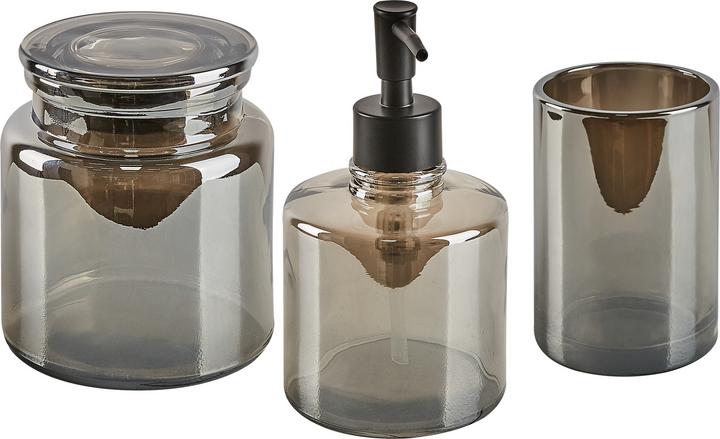 Produktbild Beliani Badezimmer Set 3-teilig Glas grau MANAGUA (10 x 10 x 16 cm)