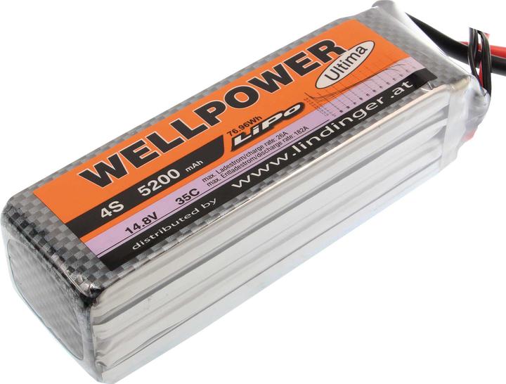 Actual product image Wellpower LIPO BATTERY ULTIMA 5200 MAH / 14.8 VOLT 4S 35/70C CH5/8 XT-90 (14.80 V, 5200 mAh)