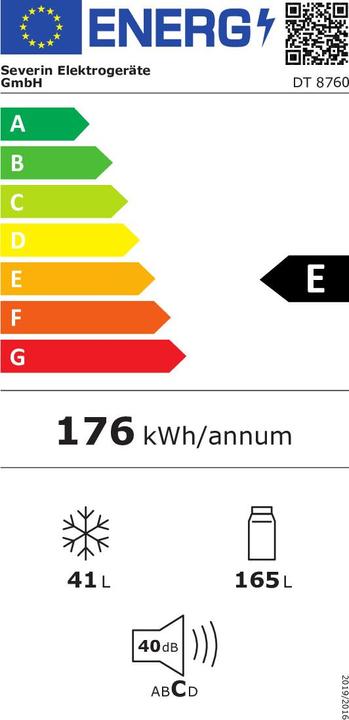 Energie-Label Severin DT8760 weiss (206 l)