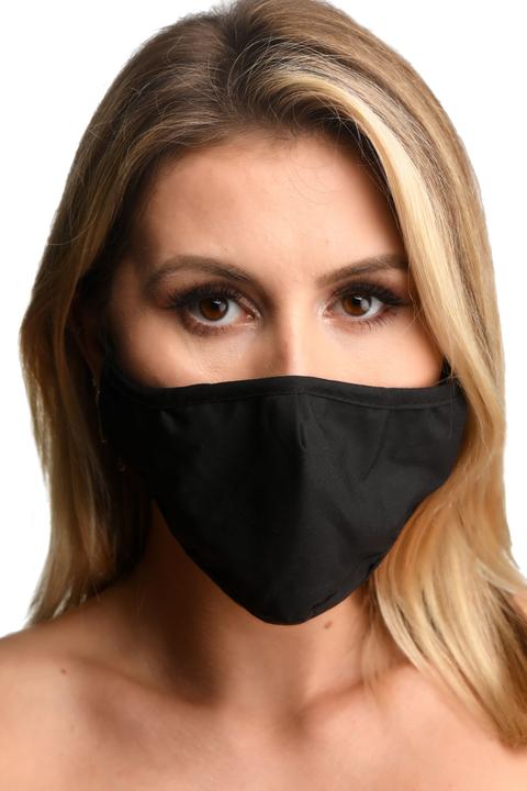 Produktbild Master Series Dildo Gesichtsmaske mit Mundfüllung Schwarz