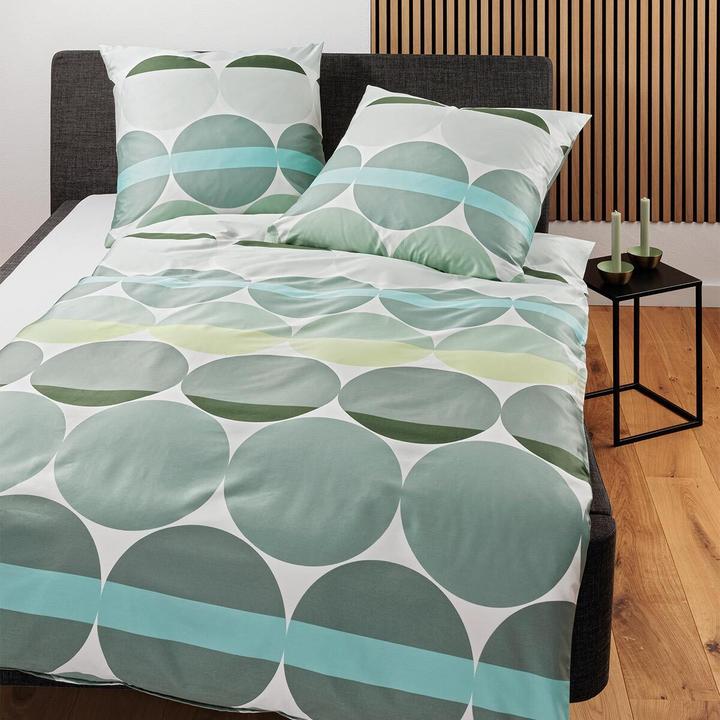 Actual product image Janine Mako-Satin Bettwäsche J.D. 87104 salbeigrün (Bedding set, 155x200 cm + 80x80 cm)