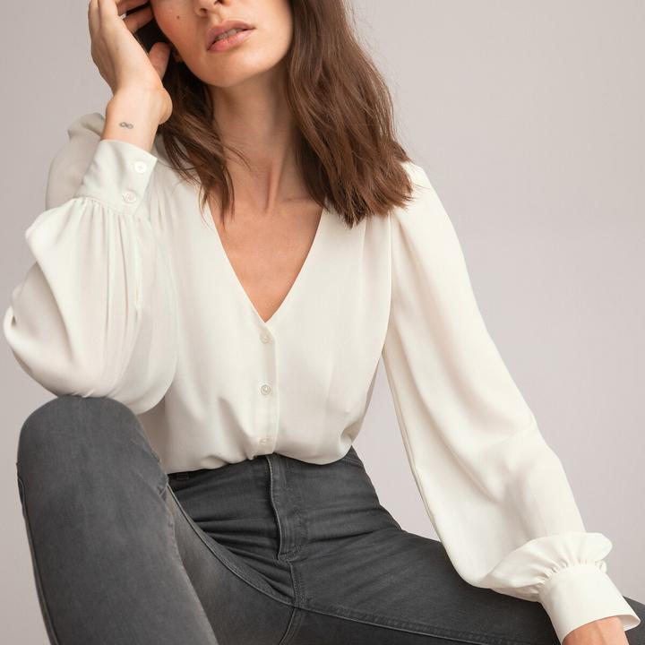 Immagine prodotto La Redoute Collections Camicetta a maniche lunghe con scollo a V (38)