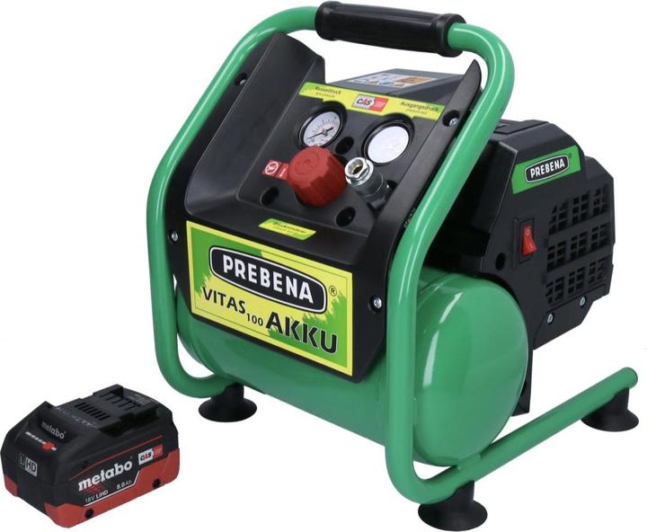 Produktbild Prebena VITAS 100-AKKU Kompressor 18 V 5 l 8 bar CAS Brushless + 1x Akku 8,0 Ah - ohne LadegerÃ¤t (8 Bar, 5 l)