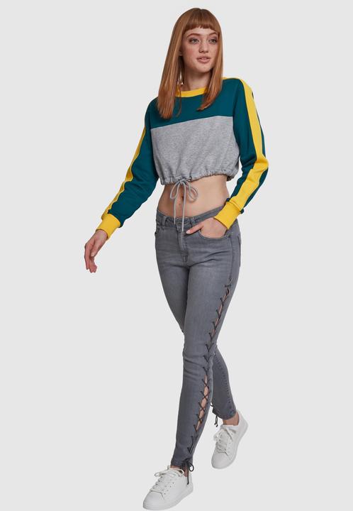 Produktbild Urban Classics Ladies Cropped 3-Tone Stripe Crew (XS)