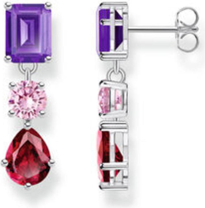 Produktbild Thomas Sabo Ohrring mit Steinen in Rot, Rosa und Violett (Silber)