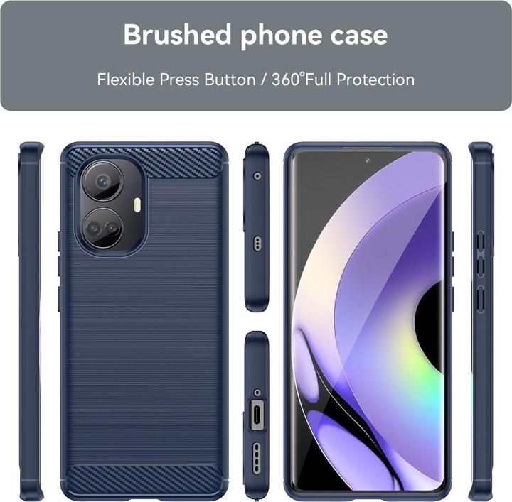 Produktbild König Design Hülle Handy Schutz für Google Motorola Samsung Xiaomi Case Cover Carbon Optik (Realme 10 Pro+)