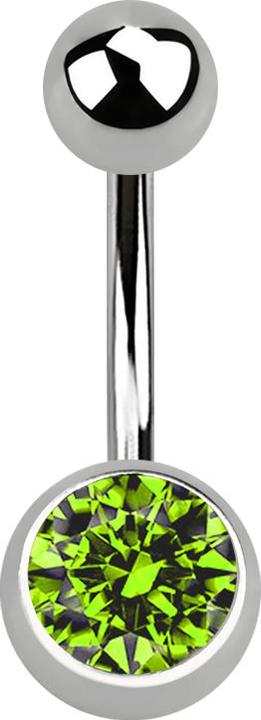 Produktbild Star Piercing Banane silber mit Kugel und Kugel Kristall hellgrün (ohne Messing, Titan G23)