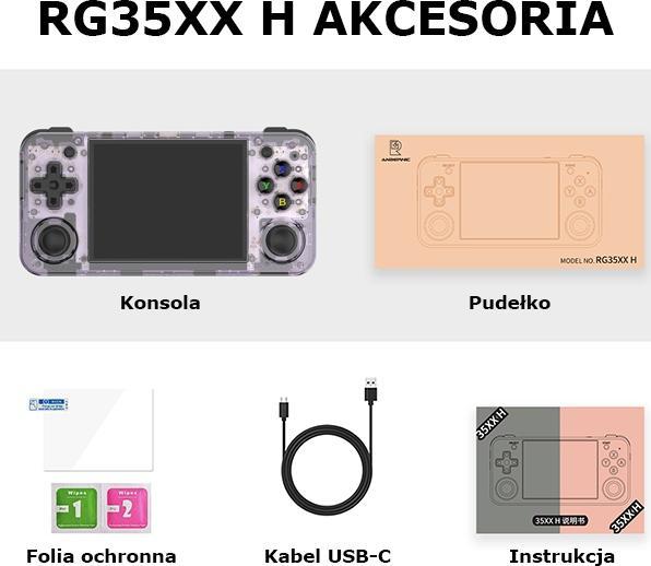 Productafbeelding Anbernic Konsola RG35XX H violetachtig transparant/doorschijnend paars