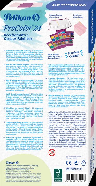 Actual product image Pelikan Opaque paint box ProColor 735, 24 colours, berry/pink (Berry, Rose, 24 ml)