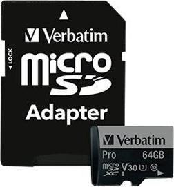 Image du produit Verbatim Pro (64 Go, microSDXC, U3, UHS-I)