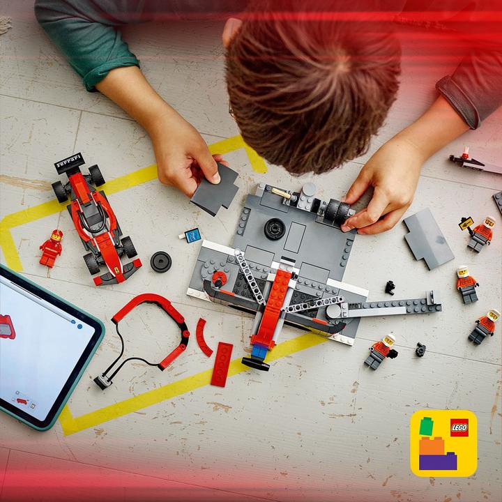 Immagine prodotto LEGO F1 Boxenstopp mit Boxencrew und Ferrari Flitzer (60443, LEGO City)