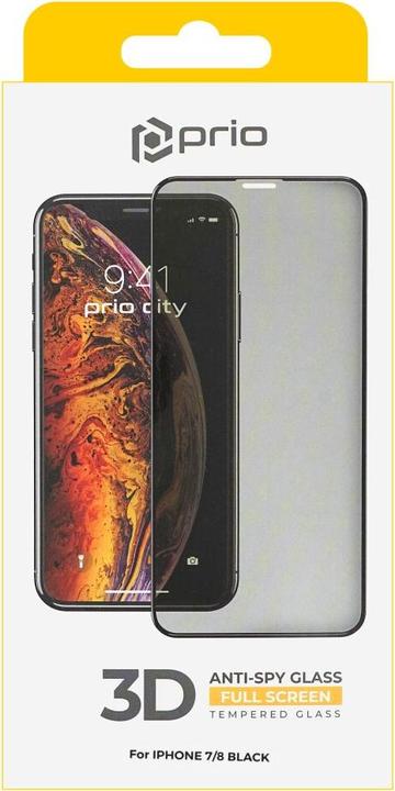 Produktbild prio 3D Anti-Spy Panzerglas für iPhone 7/8 schwarz (1 Stück, Apple iPhone 7, Apple iPhone 8)