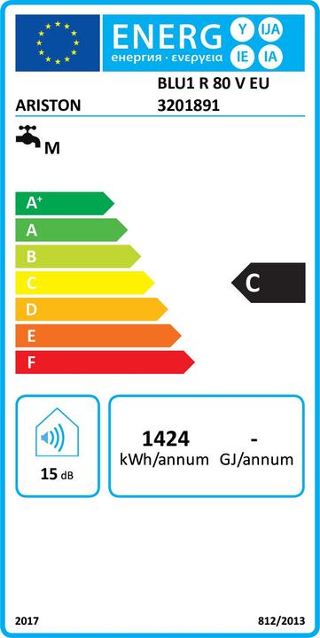 Energy Label Ariston Electric water heater 80 Litri