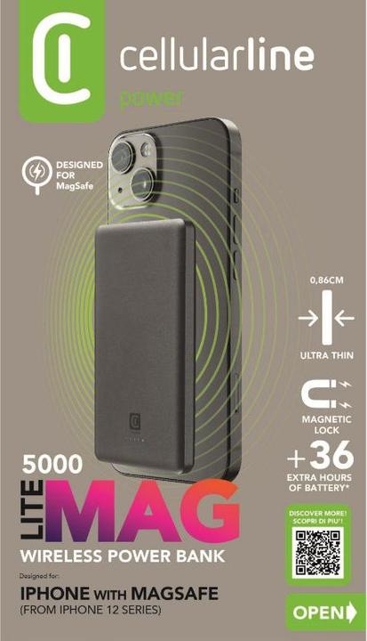 Produktbild Cellularline Cellular Line Power Bank 5000mAh MagSafe Grau (5000 mAh, 20 W)