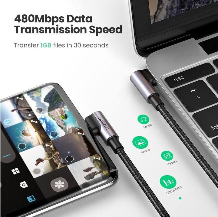 Image du produit Ugreen USB C – USB C (2 m, USB 2.0)